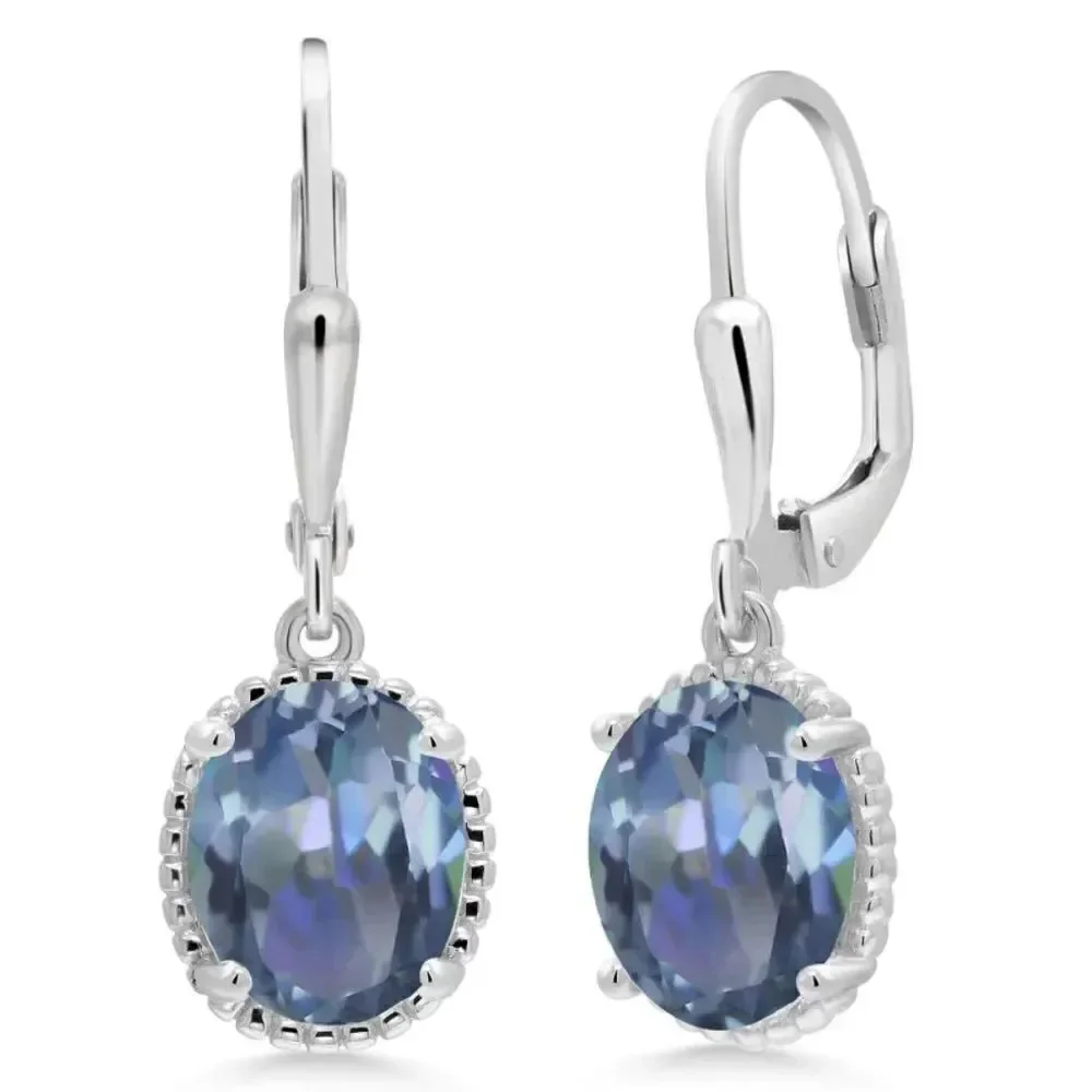 925 Sterling Silver and 4.00Cttw Cassiopeia Mystic Topaz Oval Leverback Earrings